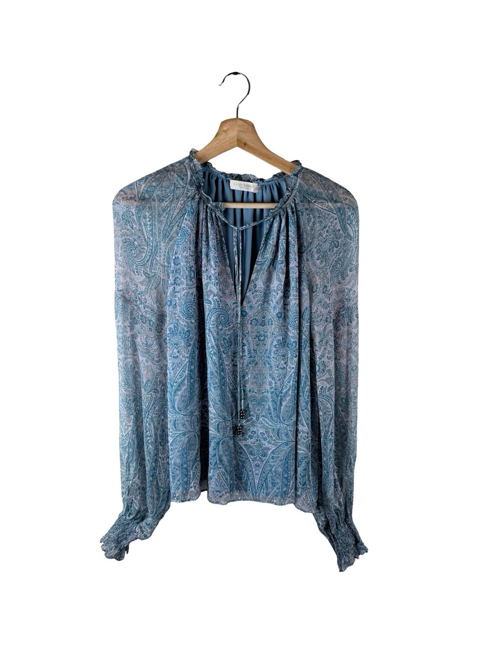 Ramy Brook Luanne Blue Silk Paisley Blouse